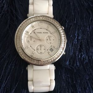 White Michael Kors  Watch w Bevy Crystals